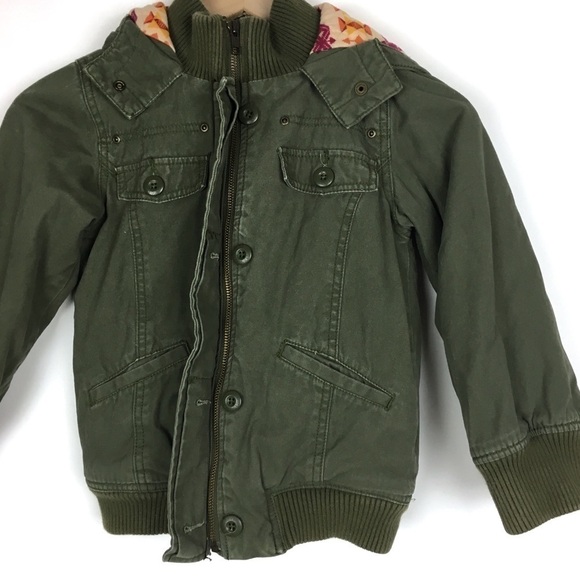 GAP Kids Jacket Utility Military Army Green Camo Hood Southwestern Size Small - Picture 3 of 14